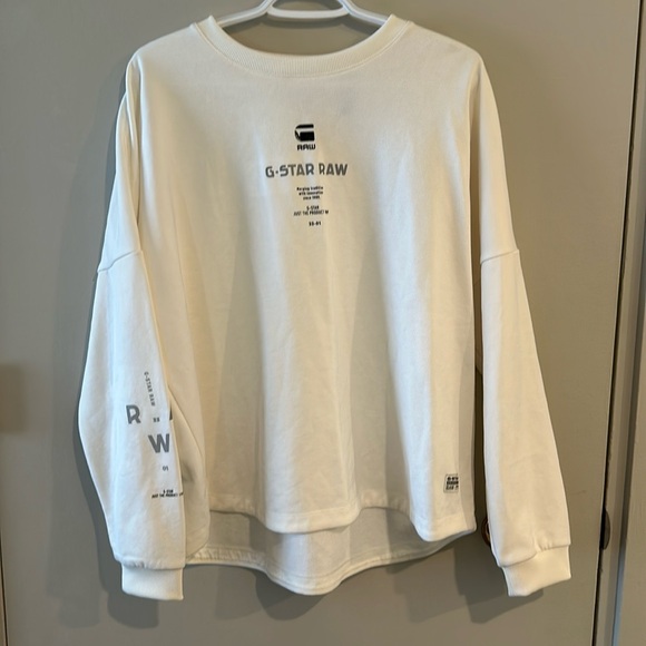 G-Star Raw Sweatshirt with dropped shoulders in white - Picture 1 of 4